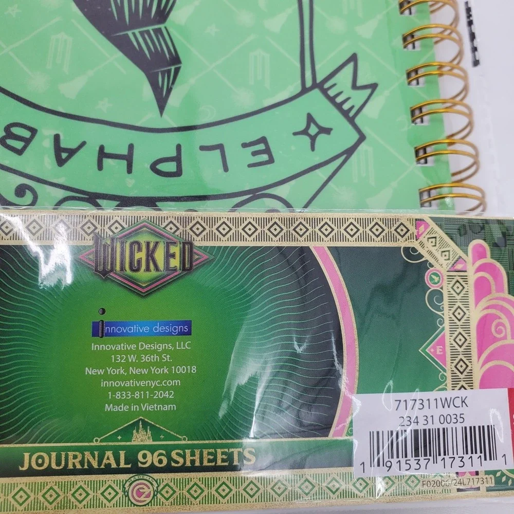 Wicked Journal Spiral Bound Green Elphaba Bookmark Sections 96 Pages 8